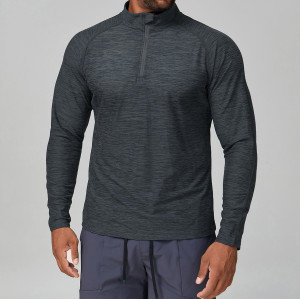 Men's Slim-Fit Long Sleeve Quick-Dry Fitness Wear | Two-Tone Basketball Training T-Shirt by OEM & ODM for Brands, Wholesalers, and Sourcing Agents 1173-1