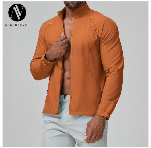 Wholesale & OEM Men's Solid Color Sports Casual Stand Collar Jacket - Zippered Windproof Hoodie Designed for Outdoor Fitness & Running - ODM Solutions Available - Model 1140