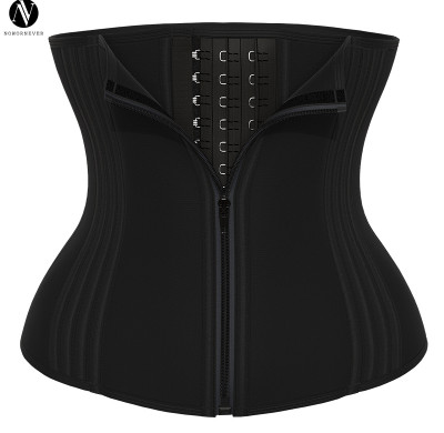 MHW100309B 29 Steel Bones Latex Waist Trainer Corset with Zipper & Hooks - OEM, ODM, Wholesale Solutions for Activewear & Fashion Clothing, Breathable Anti-Sweat Design for Optimal Comfort - Ideal for Sourcing Agents, Importers, and Distributors