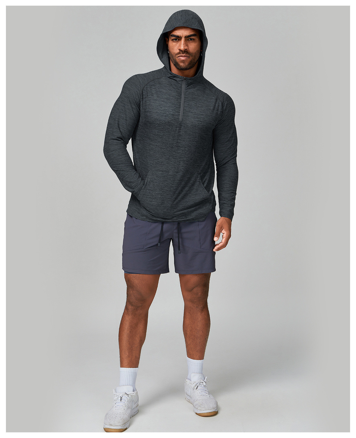 hooded long sleeve running jacket