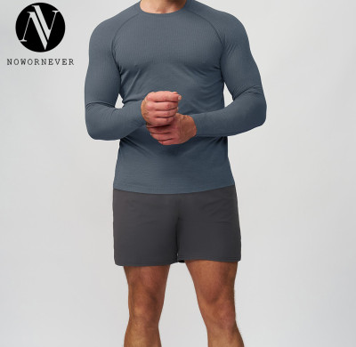 Premium Quality Men's Seamless Long Sleeve T-Shirt for Sports & Fitness - Quick-Dry Breathable, Two-Tone Base Layer 7752 - Ideal for OEM, ODM, and Wholesale Clients