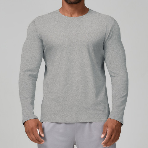 European & American Men's Sports Casual Long Sleeve T-Shirt - Skin-Friendly and Breathable for Yoga & Outdoor Use | OEM, ODM Available | 1186