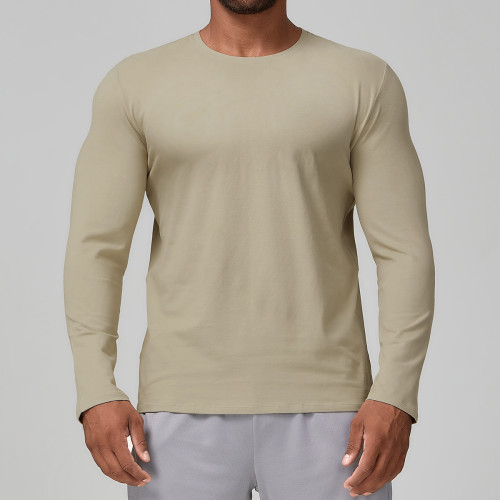 European & American Men's Sports Casual Long Sleeve T-Shirt - Skin-Friendly and Breathable for Yoga & Outdoor Use | OEM, ODM Available | 1186