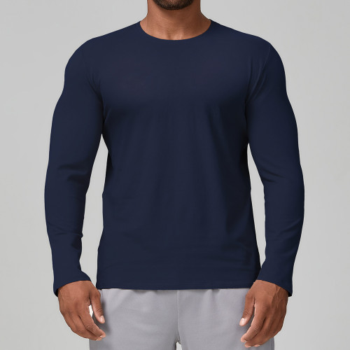 European & American Men's Sports Casual Long Sleeve T-Shirt - Skin-Friendly and Breathable for Yoga & Outdoor Use | OEM, ODM Available | 1186