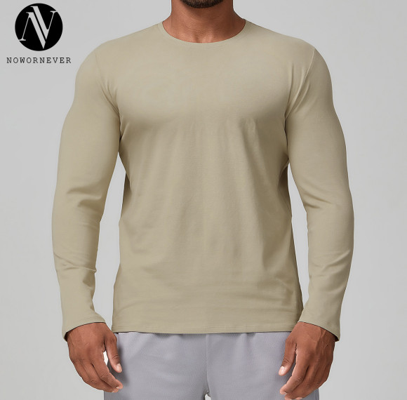 European & American Men's Sports Casual Long Sleeve T-Shirt - Skin-Friendly and Breathable for Yoga & Outdoor Use | OEM, ODM Available | 1186
