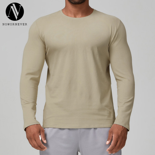 European & American Men's Sports Casual Long Sleeve T-Shirt - Skin-Friendly and Breathable for Yoga & Outdoor Use | OEM, ODM Available | 1186
