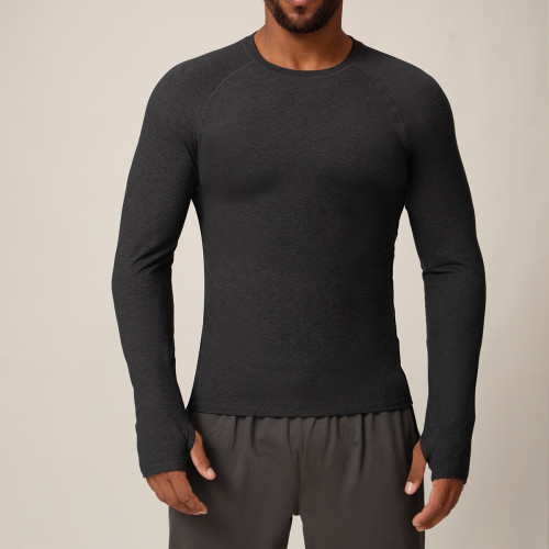 Wholesale OEM/ODM Men's Quick-Dry Long Sleeve Top 1031 - European & American Autumn/Winter Sports Fitness Slim-Fit Outdoor Running & Tennis Wear for Sourcing Agents