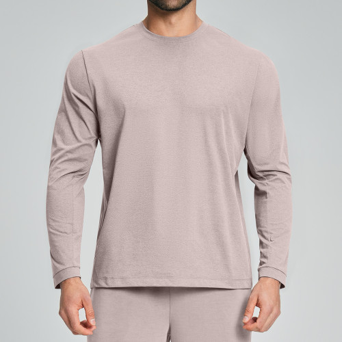 Cross-Border Men's Micro-Pore Moisture-Wicking Sports Casual Fitness T-Shirt Home Hiking Mountaineering Jogging Long Sleeve 5091