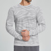 Cross-Border Men's Seamless Round Neck Jacquard Skin-Friendly Breathable Quick-Dry Sports Outdoor Fitness Home Casual Long Sleeve 1115