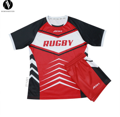 AKILEX Men's Rugby Jersey Set - Custom Sublimation Printed Short Sleeve Uniforms for Match & Training | OEM, ODM, Wholesale & Sourcing Agents