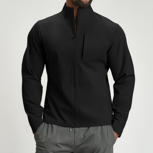 Versatile Stand Collar Men's Sports Jacket - Breathable Solid Color for Spring/Autumn | OEM, ODM, Wholesale & Sourcing Agents Available1190