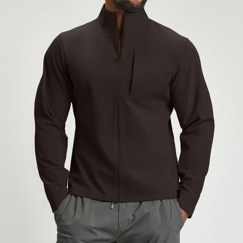 Versatile Stand Collar Men's Sports Jacket - Breathable Solid Color for Spring/Autumn | OEM, ODM, Wholesale & Sourcing Agents Available1190