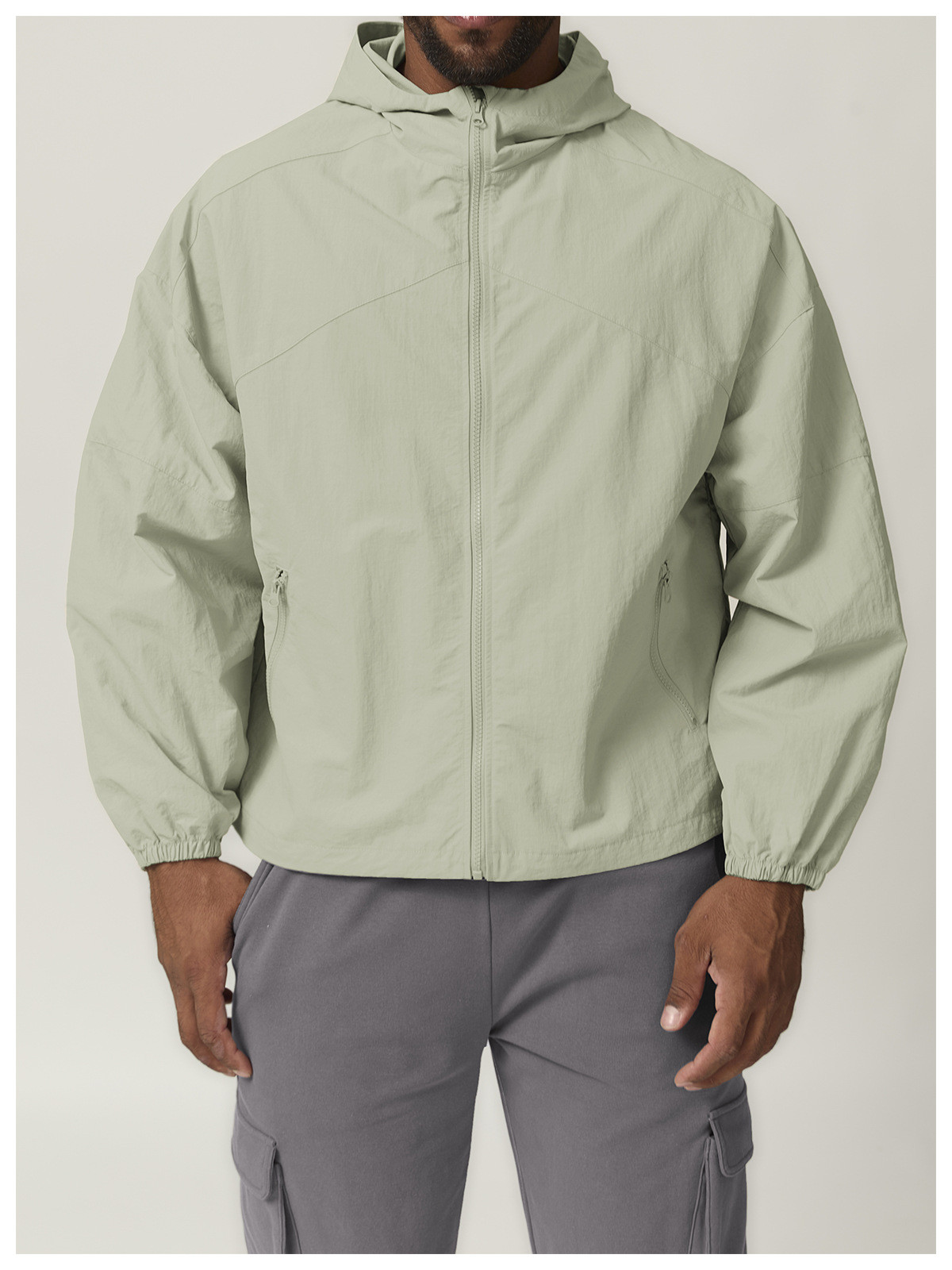 zipper hooded outdoor jacket