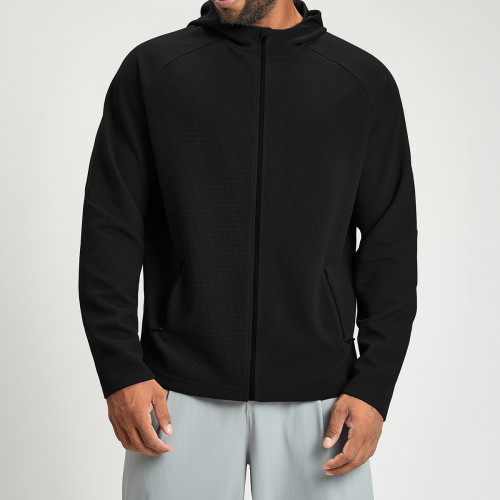Men's Anti-Static Hooded Jacket for Sports & Fitness | Skin-Friendly Outdoor Wear with Zippered Long Sleeves | OEM, ODM & Wholesale Options for Cross-Border Markets2512