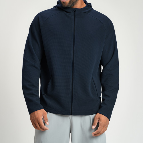 Men's Anti-Static Hooded Jacket for Sports & Fitness | Skin-Friendly Outdoor Wear with Zippered Long Sleeves | OEM, ODM & Wholesale Options for Cross-Border Markets2512