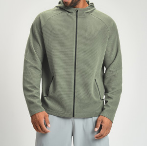 Men's Anti-Static Hooded Jacket for Sports & Fitness | Skin-Friendly Outdoor Wear with Zippered Long Sleeves | OEM, ODM & Wholesale Options for Cross-Border Markets2512