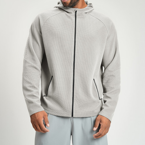 Men's Anti-Static Hooded Jacket for Sports & Fitness | Skin-Friendly Outdoor Wear with Zippered Long Sleeves | OEM, ODM & Wholesale Options for Cross-Border Markets2512
