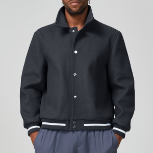 Wholesale Custom Cross-Border Men's Baseball Jacket – Spring Style with Thickened Fabric | Retro Lapel Jacket in Solid Colors | Ideal for OEM, ODM, and Sourcing Needs1125