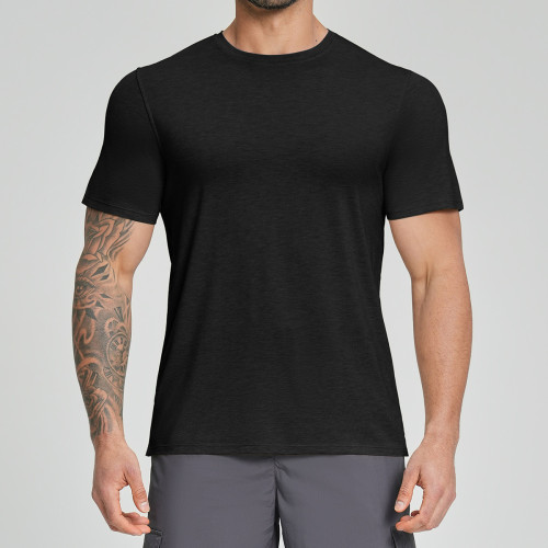 Wholesale Activewear - Cross-Border Men's Lyocell Merino Wool Blend Skin-Friendly Moisture-Wicking Breathable Fitness Short Sleeve 3539 | OEM & ODM Services