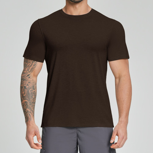 Wholesale Activewear - Cross-Border Men's Lyocell Merino Wool Blend Skin-Friendly Moisture-Wicking Breathable Fitness Short Sleeve 3539 | OEM & ODM Services