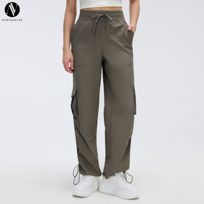 D25001 Women's Outdoor Running Cargo Pants - Lightweight Quick Dry Wide Leg Multi-Pocket Workout Trousers, OEM & ODM Services for Global Brands, Sourcing Agents Welcome, Perfect for Wholesale & Contract Manufacturing