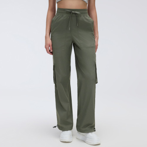 D25001 Women's Outdoor Running Cargo Pants - Lightweight Quick Dry Wide Leg Multi-Pocket Workout Trousers, OEM & ODM Services for Global Brands, Sourcing Agents Welcome, Perfect for Wholesale & Contract Manufacturing