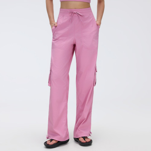 D25001 Women's Outdoor Running Cargo Pants - Lightweight Quick Dry Wide Leg Multi-Pocket Workout Trousers, OEM & ODM Services for Global Brands, Sourcing Agents Welcome, Perfect for Wholesale & Contract Manufacturing