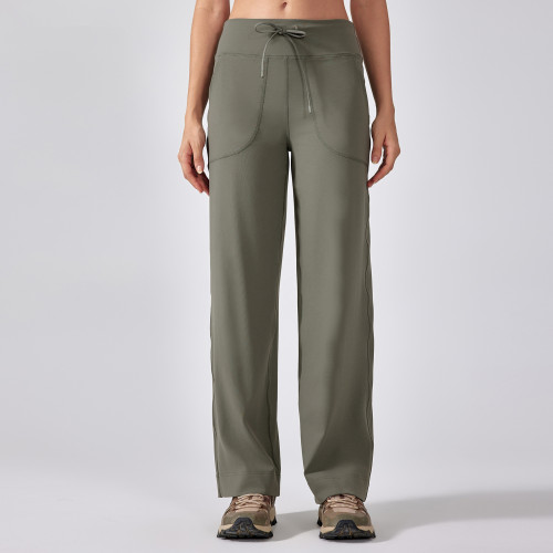 DL336 Women's Evrlue Zero-Feel Wide Leg Yoga Pants - High Elastic Multi-Pocket Casual Fitness Trousers | OEM & ODM Activewear Manufacturer for Wholesale & Sourcing Agents
