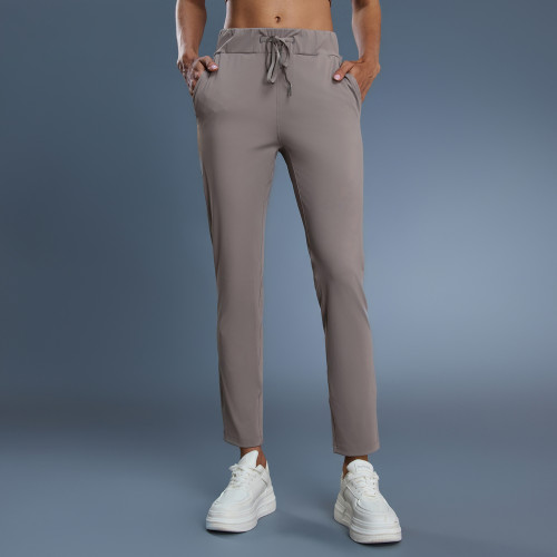 DL081 Women's Loose Straight Leg Yoga Pants - OEM & ODM High Elastic Drawstring Waist 9/10 Length Casual Sports Trousers for Wholesale & Sourcing Agents | Perfect for Activewear & Fashion Clothing