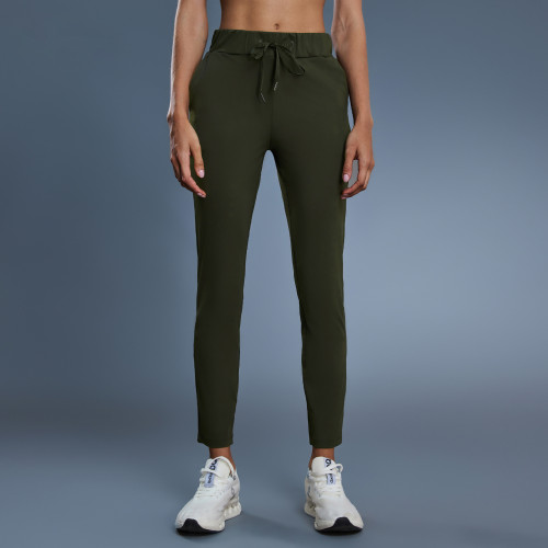 DL081 Women's Loose Straight Leg Yoga Pants - OEM & ODM High Elastic Drawstring Waist 9/10 Length Casual Sports Trousers for Wholesale & Sourcing Agents | Perfect for Activewear & Fashion Clothing