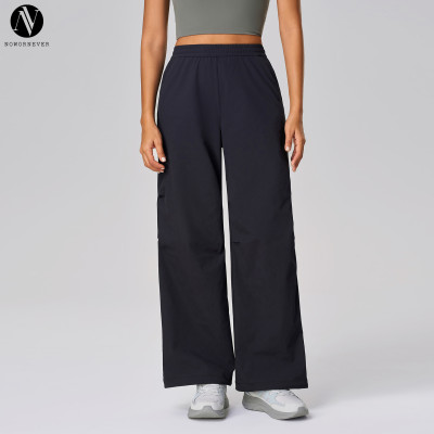 OEM & ODM Women's Loose Wide Leg Pants D25078 - Quick Dry, Breathable Straight Leg Trousers with Drawstring Cuffs for Casual Wear | Wholesale Activewear & Fashion Clothing
