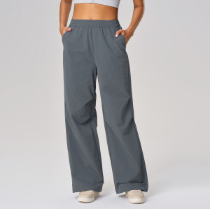 OEM & ODM Women's Loose Wide Leg Pants D25078 - Quick Dry, Breathable Straight Leg Trousers with Drawstring Cuffs for Casual Wear | Wholesale Activewear & Fashion Clothing