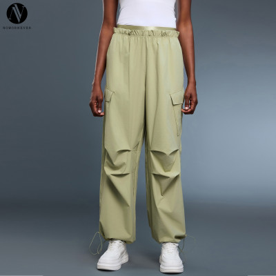 OEM & ODM Women's American Parachute Cargo Pants - Double Waistband Straight Leg Jogger for Wholesale Sourcing Agents | Quick Dry, Breathable Casual Sports Trousers