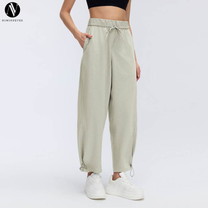 OEM & ODM Women's Spring/Summer Casual Jogger Pants - D26043, Quick Dry Breathable 9/10 Length Fitness Trousers with Drawstring Cuff for Wholesale & Sourcing Agents