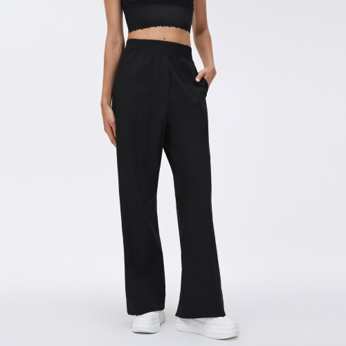D26015 Women's Water-Resistant Outdoor Pants - OEM & ODM Available! High Waist Elastic Loose Straight Leg Quick Dry Breathable Fitness Trousers for Bulk Orders and Sourcing Agents