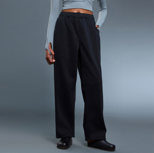 OEM & ODM Women's Winter Fleece Lined Sweatpants - Loose Straight Leg Casual Joggers with Drawstring Cuffs for Bulk Wholesale & Sourcing Agents