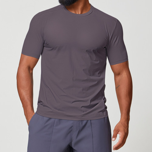 OEM & ODM Available: Cross-Border Breathable Sports Fitness Quick-Dry Men's Short Sleeve Cool-Touch Woven Running Outdoor Street Fitness T-Shirt 1177 | Wholesale and Sourcing Agents Welcome