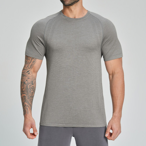 Cross-Border Men's Breathable Seamless Sports T-Shirt – Designed for Yoga, Outdoor Activities & Home Use – Wholesale & OEM, ODM Options Available – Product 1196