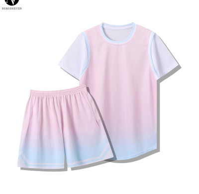 291 Custom Gradient Basketball Uniform Set - Unisex Quick Dry Two-Piece Outfit with Logo Printing for Matches & Training | OEM, ODM, Wholesale Solutions for Activewear & Sportswear
