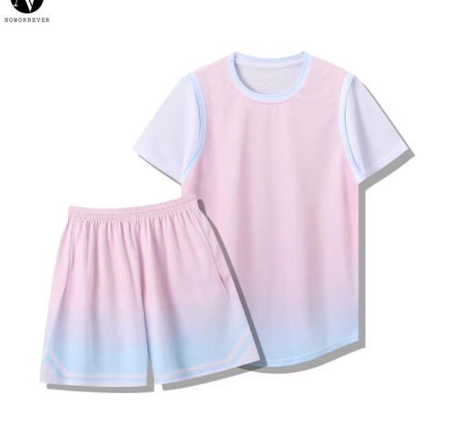 291 Custom Gradient Basketball Uniform Set - Unisex Quick Dry Two-Piece Outfit with Logo Printing for Matches & Training | OEM, ODM, Wholesale Solutions for Activewear & Sportswear