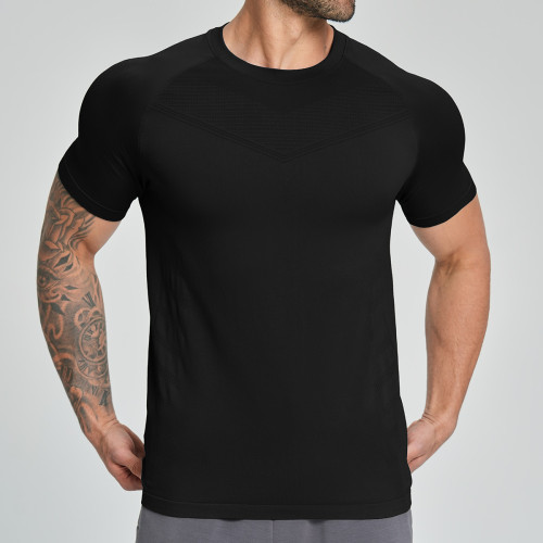 OEM & ODM Men's Seamless Skin-Friendly Sports Fitness Short Sleeve Top – Quick-Dry & Breathable for Hiking, Mountaineering, Home, and Commuting1119