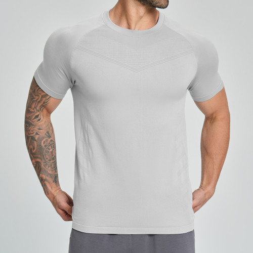 OEM & ODM Men's Seamless Skin-Friendly Sports Fitness Short Sleeve Top – Quick-Dry & Breathable for Hiking, Mountaineering, Home, and Commuting1119