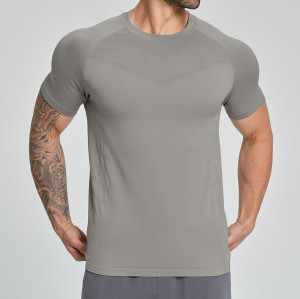 OEM & ODM Men's Seamless Skin-Friendly Sports Fitness Short Sleeve Top – Quick-Dry & Breathable for Hiking, Mountaineering, Home, and Commuting1119
