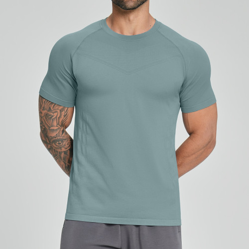 OEM & ODM Men's Seamless Skin-Friendly Sports Fitness Short Sleeve Top – Quick-Dry & Breathable for Hiking, Mountaineering, Home, and Commuting1119
