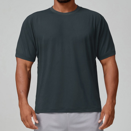 Wholesale OEM & ODM Men's Sports Casual T-Shirt - Breathable Quick-Dry Round Neck Short Sleeve Top for Yoga & Fitness, Perfect for Cross-Border Sourcing 1128