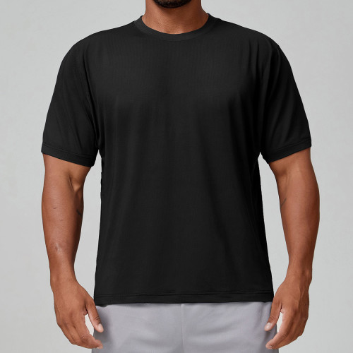 Wholesale OEM & ODM Men's Sports Casual T-Shirt - Breathable Quick-Dry Round Neck Short Sleeve Top for Yoga & Fitness, Perfect for Cross-Border Sourcing 1128