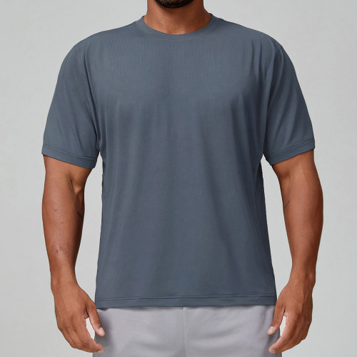 Wholesale OEM & ODM Men's Sports Casual T-Shirt - Breathable Quick-Dry Round Neck Short Sleeve Top for Yoga & Fitness, Perfect for Cross-Border Sourcing 1128
