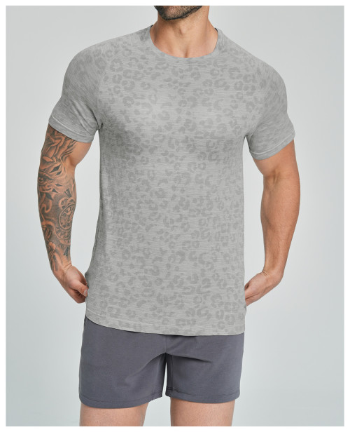 Cross-Border Men's Seamless Jacquard Training Fitness Apparel - Round Neck Quick-Dry Short Sleeve Outdoor & Hiking Wear - Specializing in OEM, ODM & Wholesale Partnerships1112