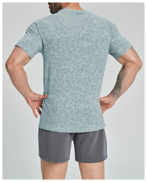 Cross-Border Men's Seamless Jacquard Training Fitness Apparel - Round Neck Quick-Dry Short Sleeve Outdoor & Hiking Wear - Specializing in OEM, ODM & Wholesale Partnerships1112