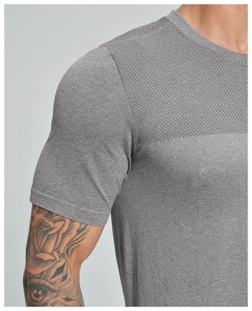 1110.OEM & ODM Cross-Border Men's Seamless Round Neck T-Shirt - Skin-Friendly, Breathable, Quick-Dry Sports & Outdoor Fitness Wear for Running & Casual Home Use - Bulk Wholesale Available